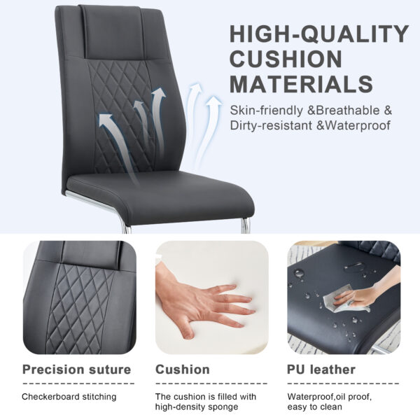 e01a2add69ed4010a709c94b80086c6a_7b1fad631f6fa7de6a53845cdfb8f992 Table and chair set.71''*35.4'' Inch Modern Luxurious Transparent Tempered Glass Dining Table Set with 6 Chairs.Double Fork Silver Metal Table Legs.Black High-quality PU Dining Chairs.