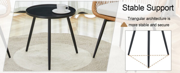 e02124a47c6c4cb5b66ca4c51ddbce23_5f8ed6af530113a46624c06aed83b0f9 Modern 3-Piece Set: 17.7" Anti-Spill Round Coffee Table + 2 Rattan Swivel Chairs, Outdoor Patio Furniture for Tea Time.Suitable for Various Outdoor Venues.3-piece Set Packaged As A Single Package.