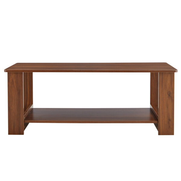 e02bb45e24324df3ba93e5717e15558b_20231022_ed4a2eaaf588ca3f611529877626afa3 Modern and practical walnut textured coffee tables , tea tables. The double layered coffee table is made of MDF material. Suitable for living room 43.3"*21.6"*16.5" CT-16