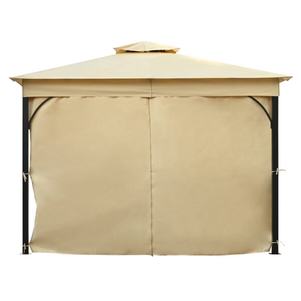 TREXM 10x12 Outdoor Gazebo Tent with Double Roofs, Patio Gazebo with Mosquito Netting and Privacy Screens, Patio Canopy for Shade and Rain for Backyard, Garden, Lawn and Deck (Beige)