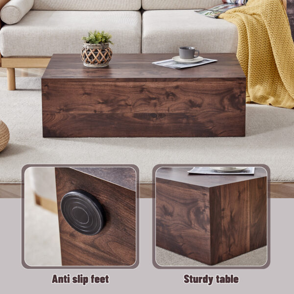 e031a931f6a14587b5e24e0d7f4e63fb_7518ae1fdce5157ad25a091e55bfe59c 39.3*23.6*12 Inch Walnut Wood Grain MDF Coffee Table - Luxurious Design, Perfect Living Room Accent.Fashion texture design coffee table, suitable for various situations and scenes.