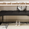47*16 Inch Multifunctional Black Shoe Bench - Faux PU Cushion, Sturdy Metal Legs With Gold Accents.Suitable For Bedroom,Fitting room, Storage room, Dining room, and Living room,etc.