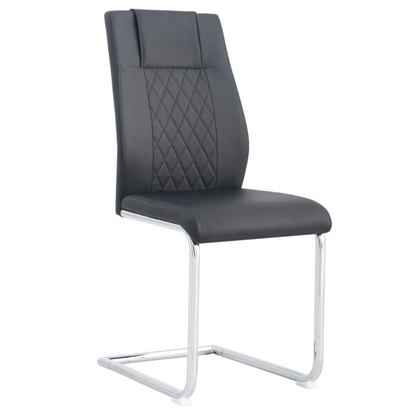 Modern Dining Chairs with Faux Leather Padded Seat Dining Living Room Chairs Upholstered Chair with Metal Legs Design for Kitchen, Living, Bedroom, Dining Room Side Chairs Set of 6 (Black+PU ) C-001