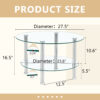 Contemporary Minimalist Double Layer Tempered Glass Coffee Table - 27.5" Top and 23.6" Bottom.Reinforced Glass Tabletop,Stainless Steel Silver Plated Legs.