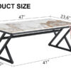A coffee table is made of rock slab material, with a natural and smooth marble pattern on the surface, which complements the modern design of the black metal legs and adds a touch of fashion.47*23.6
