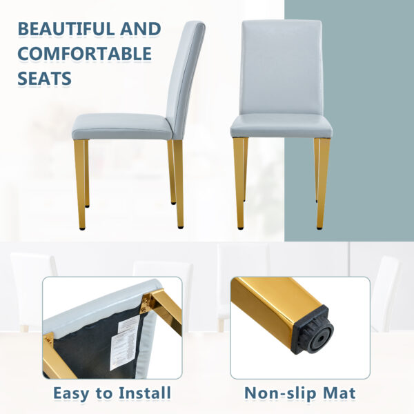 e0a24d1962544e6698f461f5c0579b0b_18b9a687b524bb9b2200629551a5964a Four Light Gray PU dining chairs, simple and versatile, comfortable and accompanied. Exquisite and versatile dining chairs unlock a comfortable new experience.(Set of 4)