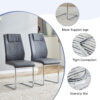 Table and chair set.71''*35.4'' Inch Modern Luxurious Transparent Tempered Glass Dining Table Set with 8 Chairs.Double Fork Silver Metal Table Legs.Dark Gray High-quality PU Dining Chairs.