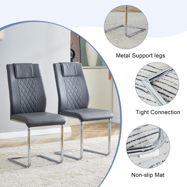 e0a4e78af887402184ee6518f7e03c6f_0a97815995d5c06583cb109d0bbf9072 Table and chair set.71''*35.4'' Inch Modern Luxurious Transparent Tempered Glass Dining Table Set with 8 Chairs.Double Fork Silver Metal Table Legs.Dark Gray High-quality PU Dining Chairs.