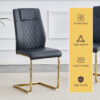 Table and chair set.63"x31.5x30" Luxurious Cold Jade Patterned Sintered Stone Dining Table with Golden Stainless Steel Butterfly Legs.Paried With 4 Black High-quality PU Chairs With Arched Metal Legs.