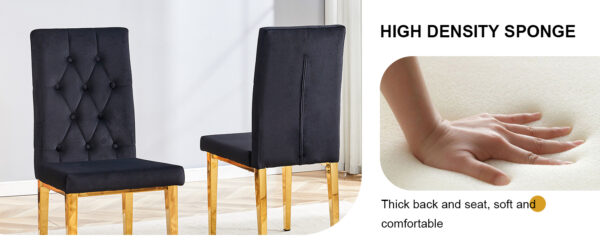 e0c9f3d1e0914fe8923415dd6d051c0e_0ef581507bae47b383b5da5a84ffd08b 2 piece dining chairs.The gold metal legs complement the black velvet, showcasing a perfect blend of modern and classic elements.Suitable for various occasions such as kitchens,conference rooms, etc.