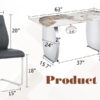 Table and chair set.63*31.4 Inch Pandora Patterned Sintered Stone Dining Table Set - 6 Black Chairs With Silver Metal Legs.Modern Light Luxury.Perfect For Dinner Room,Meeting Room,Kitchen,etc.