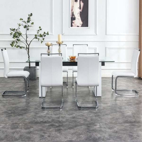 e116966e8b414353b479b77278ffb5dc_06ab3adc09d8ce0ef0ae02c59dd7f03d Large modern rectangular table with 0.4 inch patterned tabletop and large MDF table legs, suitable for kitchen, dining room, and living room 71 "* 35.4" * 30 "