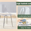 Transparent and stylish ergonomic dining chair unlocks a new experience of lightweight fashion, comfort, and stability. Transparent seat cushion, silver metal legs. One box of three.