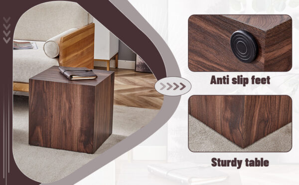 e12d20d6b4294e25869acea3325dc402_2a488ad02359c51cebbc094fb5e08eb4 16*16*16 Inch Walnut Wood Grain MDF Coffee Table - Luxurious Design, Perfect Living Room Accent.Cube fashion texture design coffee table, suitable for various situations and scenes.