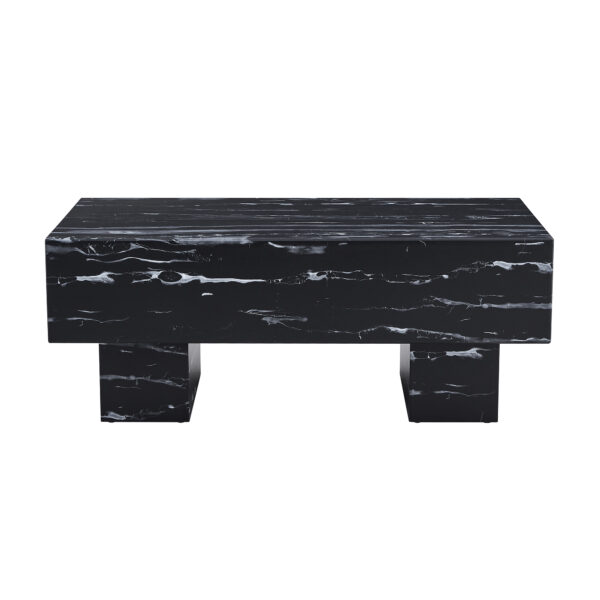 e1444b78dad249d892d71a74677f1e2e_20240123_9c978f8c303b5ec113337b090597a52c The black coffee table has patterns. Modern rectangular table, suitable for living rooms and apartments. 43.3"*21.6"*17.2"