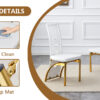 Table and chair set.63"*35.4" White Imitation Marble Pattern MDF Dining Table Set - 4 PU Chair With White Saddleback, Geometric Pattern Backrest,Golden Curved Metal Leg.Suitable For Various Scenes.