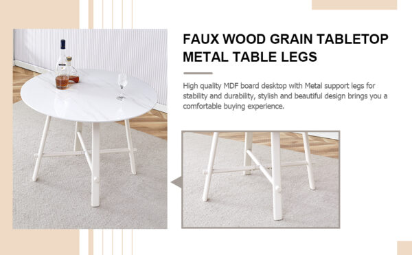 e14e592a8c8c47dc8224c547e13bf067_9d1b533f68705e0867c2fc17a9fbe09d Table and chair set, MDF desktop, white metal table legs, stable and beautiful, suitable for most styles of home. Modern simple dining table, comfortable seating.