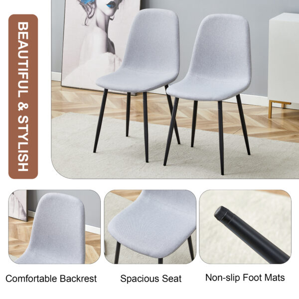 e158c4a4c9ec4e59a77a1293dc0cd00e_9090d56cb2734fb370827dc98ca5337d Comfortable Linen-Cotton Dining Chair Set - Six Pieces in Light Gray.Integrated Seat and Backrest,Linen-Cotton Material,Modern Home Matching.