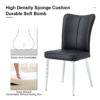Modern minimalist dining chairs, black PU leather curved backrest and seat cushions, electroplated metal chair legs, suitable for restaurants, bedrooms, and living rooms. A set of 4 chairs.008