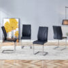 4 Dining Chair Set, Black Dining Chair Set, PU Material High Back Seat and Sturdy Leg Chair, Suitable for Dining Room, Kitchen, Living Room