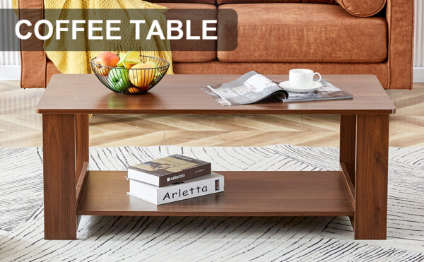 e1ff2243a0ff43079c70253614274d6f_20231011_e817f4f8bd335f139be502013be2004a Modern and practical walnut textured coffee tables , tea tables. The double layered coffee table is made of MDF material. Suitable for living room 43.3"*21.6"*16.5" CT-16