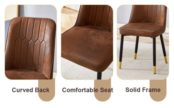 e201d6190fcb49c19e92a4e38a7284cd_d7572ee4e6e0b0eb37f02f015e4553ca Table and chair set.Industrial Style Walnut-Colored Rectangular Dining Table - 71"x39.3" Large Size.Paired with 6 Brown Suede Chairs.Brown armless dining chair,Suitable for kitchen,Dining room,etc.