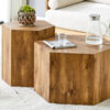 Modern Minimalist Set of Two Hexagonal Wood-Grain MDF Coffee Tables.Modern MDF coffee table, with complex texture patterns, style and texture coffee table to redefine your interior decoration.