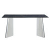 63"x31.5x30" Black Marble-Patterned Slab Dining Table with Stainless Steel Butterfly Legs.The tabletop is designed to be scratch and heat resistant.Slabs Tabletop,Stainless Steels Legs.