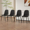 Modern Minimalist Black Dining Chair Set - Four Chairs per Box, Stable and Comfortable.Modern Mid-Century Style Upholstered Side Chairs,Spoon Shaped Chairs With Black Metal Legs.