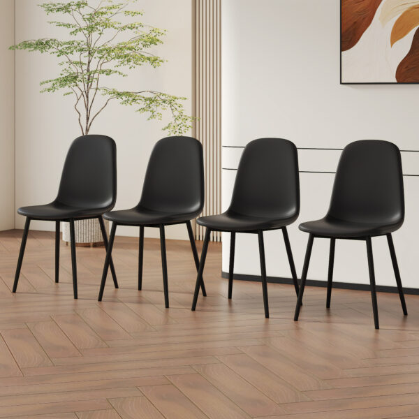 e262904401fb43b79eb9b4adecb1cad0_106b83958cc557fc38dd91d203033387 Modern Minimalist Black Dining Chair Set - Four Chairs per Box, Stable and Comfortable.Modern Mid-Century Style Upholstered Side Chairs,Spoon Shaped Chairs With Black Metal Legs.