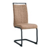 Dining Chairs,tech cloth High Back Upholstered Side Chair with C-shaped Tube Black Metal Legs for Dining Room Kitchen Vanity Patio Club Guest Office chair (Set of 2) Brown1162