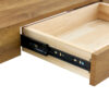 43.3 Inch Modern Two-Tier Coffee Table - Clear Tempered Glass and Natural Wood Grain, Multifunctional Storage Design.The bottom tier includes a drawer.Can be used as a coffee table,side table,etc.