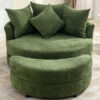 Orisfur. 360° Swivel Accent Barrel Chair with Storage Ottoman & 4 Pillows, Modern Chenille Leisure Chair Round Accent for Living Room, Green
