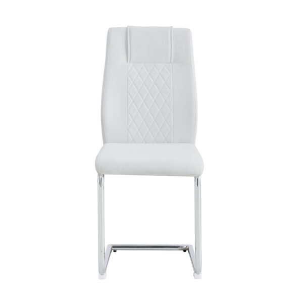 Modern Dining Chairs with Faux Leather Padded Seat Dining Living Room Chairs Upholstered Chair with Metal Legs Design for Kitchen, Living, Bedroom, Dining Room Side Chairs Set of 6 (White+PU )C-001