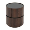 MDF ITALIAN HIGH-GRADE DOUBLE-LAYER STORAGE ROUND SIDE TABLE, BROWN AND BLACK COLOR
