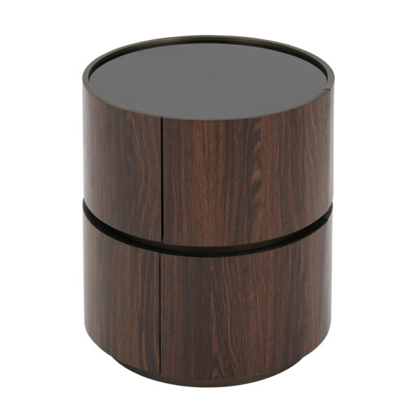e3ca381cf20a40b499d0a1772736571f_37fea8c3da14aaa5c04f0b1f14d38e27 MDF ITALIAN HIGH-GRADE DOUBLE-LAYER STORAGE ROUND SIDE TABLE, BROWN AND BLACK COLOR
