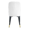 Table and chair set.The table has a glass top with imitation marble pattern stickers and stainless steel golden legs. Paried with chairs with PU artificial leather backrest cushions and black legs.