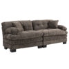 Two-seat Sectional Sofa Modular Deep Seat Sofa Couch Chenille Sofa Sleeper Comfy Upholstered Furniture for Living Room Apartment Studio Office-Gray