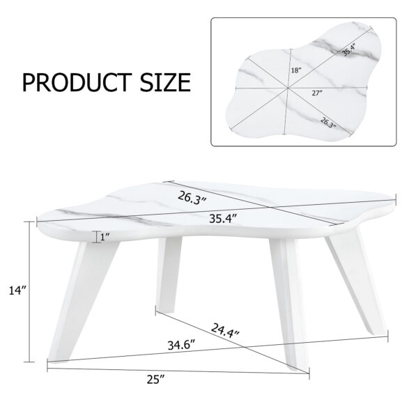e3de51e22eaf4a3bab80e354d097e398_e7ae9b582d38f94f4e3ee9b1621e75d8 Modern minimalist white imitation marble table top. Solid wood legs, cloud shape to give you a new experience, computer desk. The game table. Suitable for dining and living rooms.