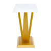 Modern and simple rectangular glass dining table in white with a pattern, 0.39 "white top and gold legs, suitable for entrance and living room.