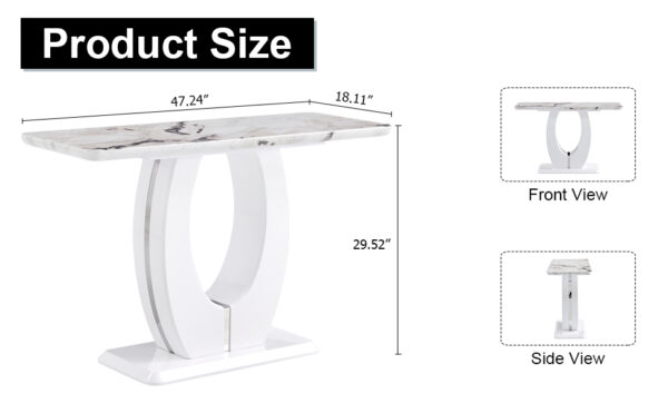 Modern Simple Glossy White Rectangular Counter Bar Table 47.24" x 18.11" x 29.52" For Living Room Bedroom Bedside Entrance House Balcony Office Bathroom. BT-1280