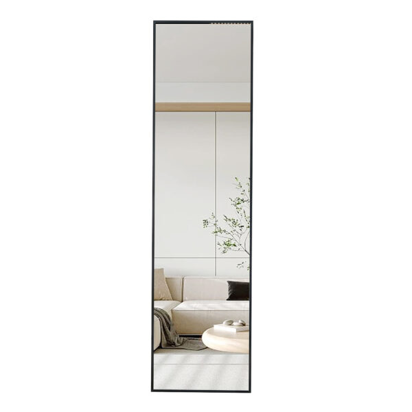 e453c2b211cb41cfbdc3890059a91739_46c4d1ab6b179ca89a747c851d296f8e The 4st generation aluminum alloy metal frame wall mounted full body mirror, bathroom makeup mirror, bedroom, decorative mirror, clothing store, floor mounted large mirror, black 63 "* 20"W1151127265