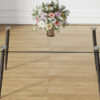 Modern minimalist rectangular transparent tempered glass dining table, 0.4 inches thick, black metal legs, suitable for kitchen, dining room, and living room 63 "* 35.4" * 30 " DT-1544