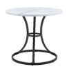 Table and chair set.A Modern Minimalist Circular Dining Table With A Diameter Of 33.3 Inches.Paired With 4 Black Linen-Cotton Material High Resilience Dining Chair with Metal Black Leg.
