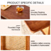 Chinese style log wind Imitation rattan Walnut color tea table rectangular solid wood coffee low table small family living room tea table
