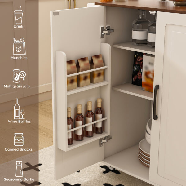 e4c3a3f175964c6eab9731fd90800ab9_5d079feb66eb3736c46fc61101ff566c White Kitchen Island Cart with Foldable Tabletop & Drop Leaf - Mobile Breakfast Bar on Wheels with Wood Top and Storage