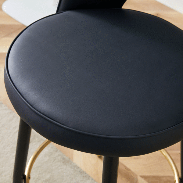 e4ec54b1a3354d85af9f1eece906aa19_1124d16f93b4ddc5f2cc1f3f0b17522a 360 ° rotatable bar chair.Modern PU comfortable upholstered bar chair with smooth and beautiful black metal legs for dining room, kitchen, terrace and guest office chair.Set Of 2.W1151P153939