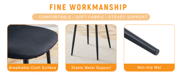 e5293e74f2434c81ad5ccb83eaab1b77_13ba4de726b6b8629c96e1215e74fb9e Luxury Simple Chair - Set of 4 BLACK Linen-Cotton Material High Resilience Dining Chair with Metal Black Leg.Integral metal leg architecture,Suitable for various interior decoration styles.