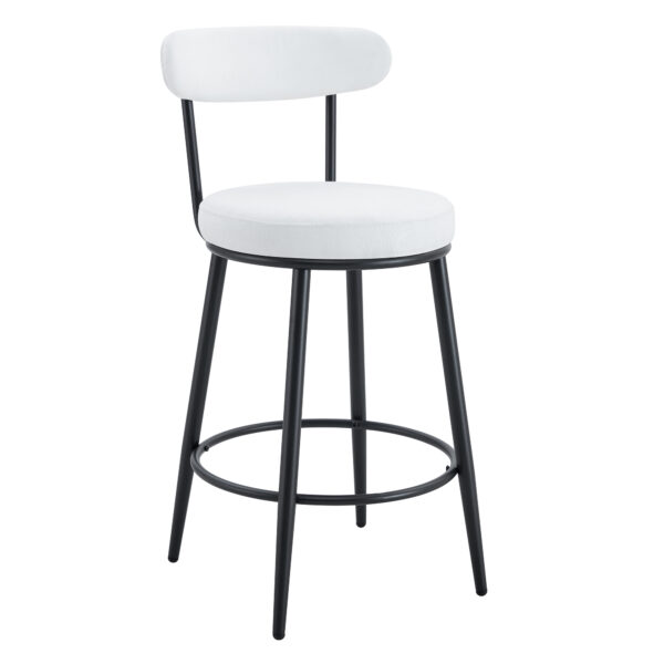 Fashionable and Comfortable - Two Sets of Ergonomic High Legged Bar Chairs,With White Fabric Cushions And a Total Height Of 35.5 Inches.Black And White Classic Color Scheme, Fashionable And Versatile.