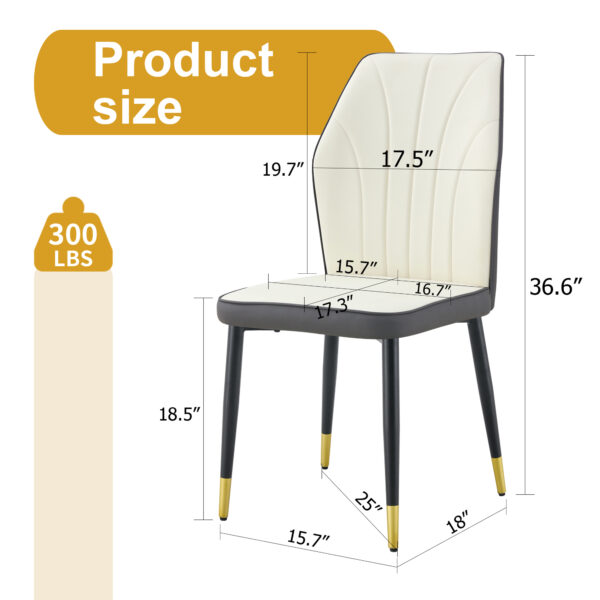 e5590471fc2742d19850b9505c31b201_f10a017794978ecffc1855e14d05c0e0 4 modern dining chairs with stylish PU patterned backrest and black metal legs for a comfortable home experience in the kitchen, bedroom and office.